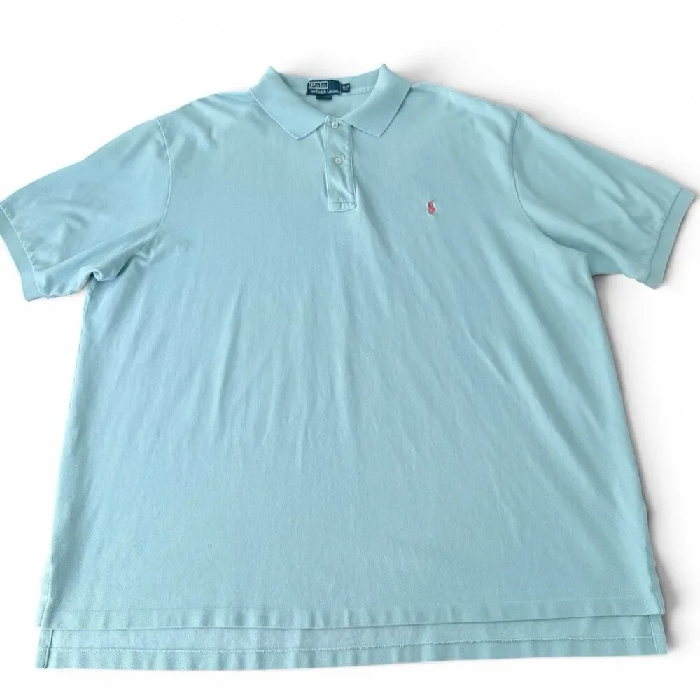 Polo Ralph Lauren Polo Shirt Men 3XLT Tall Blue Teal Big Tall Cotton Golf Pony